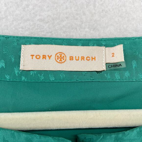 Tory Burch‎ Kathy Silk Dress Size 2 Green - Picture 2 of 5